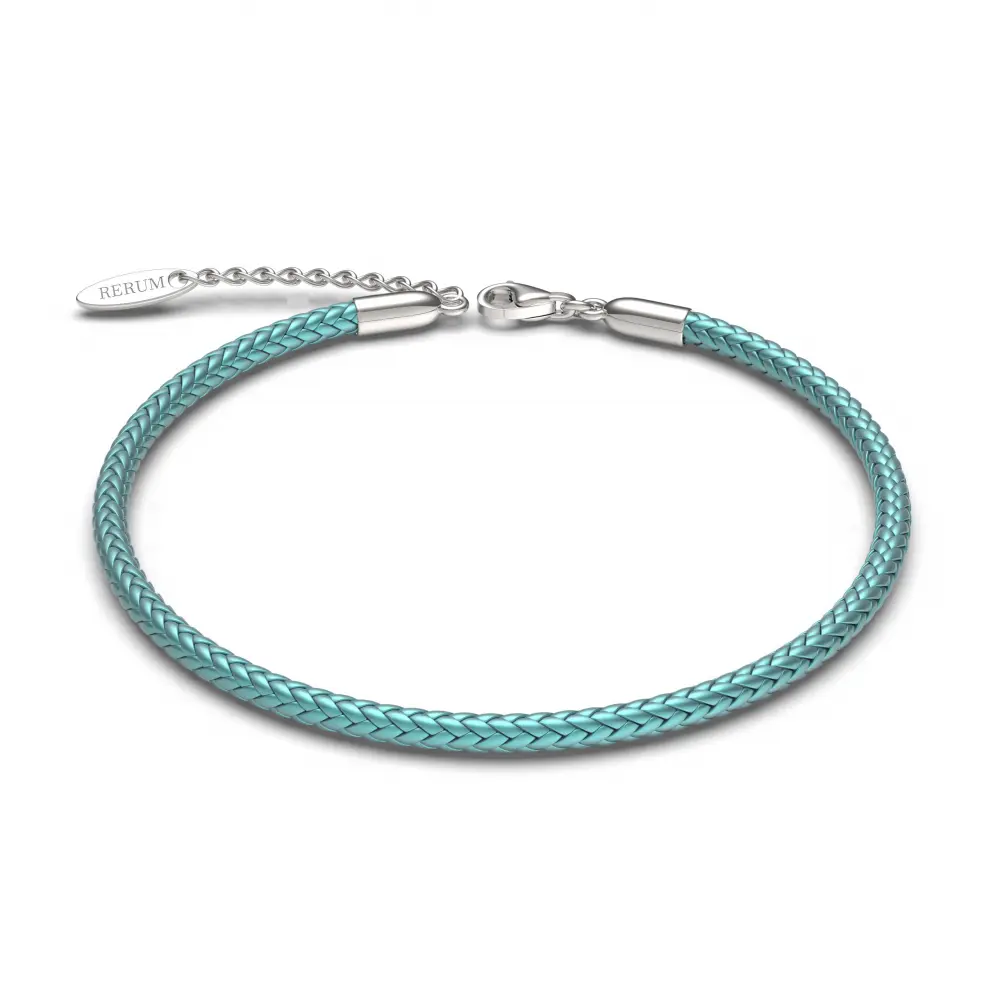 Bracciale Rerum Cordino Nylon Azzurro in Argento 925