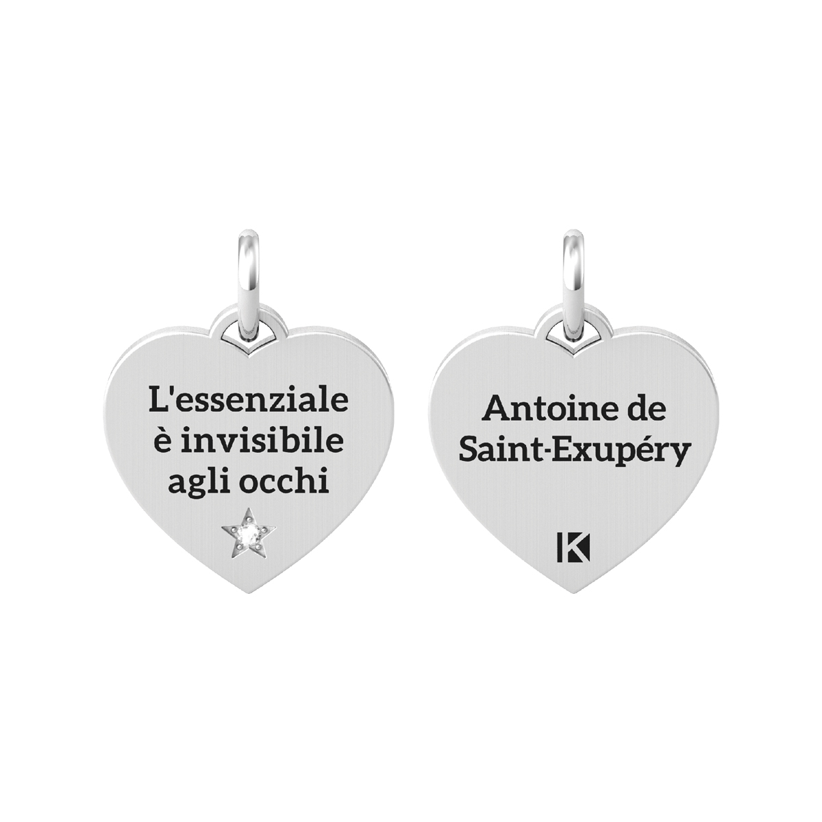 Ciondolo Kidult Cuore con Scritta L'essenziale