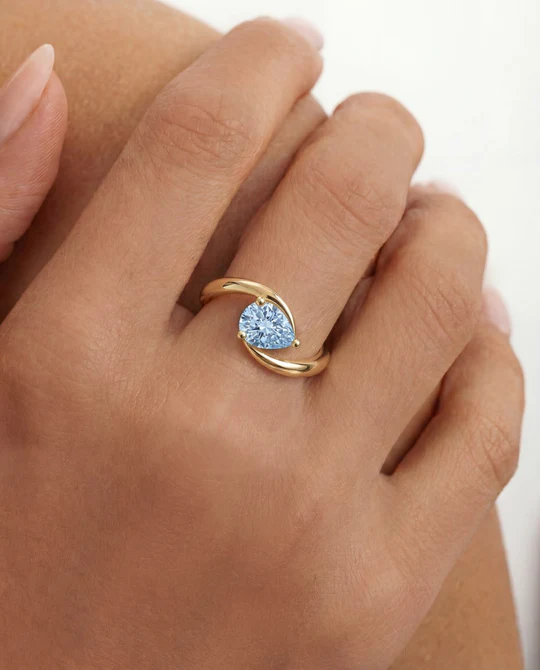 Anello Dorato Donna Amabile Aquamarine Misura S