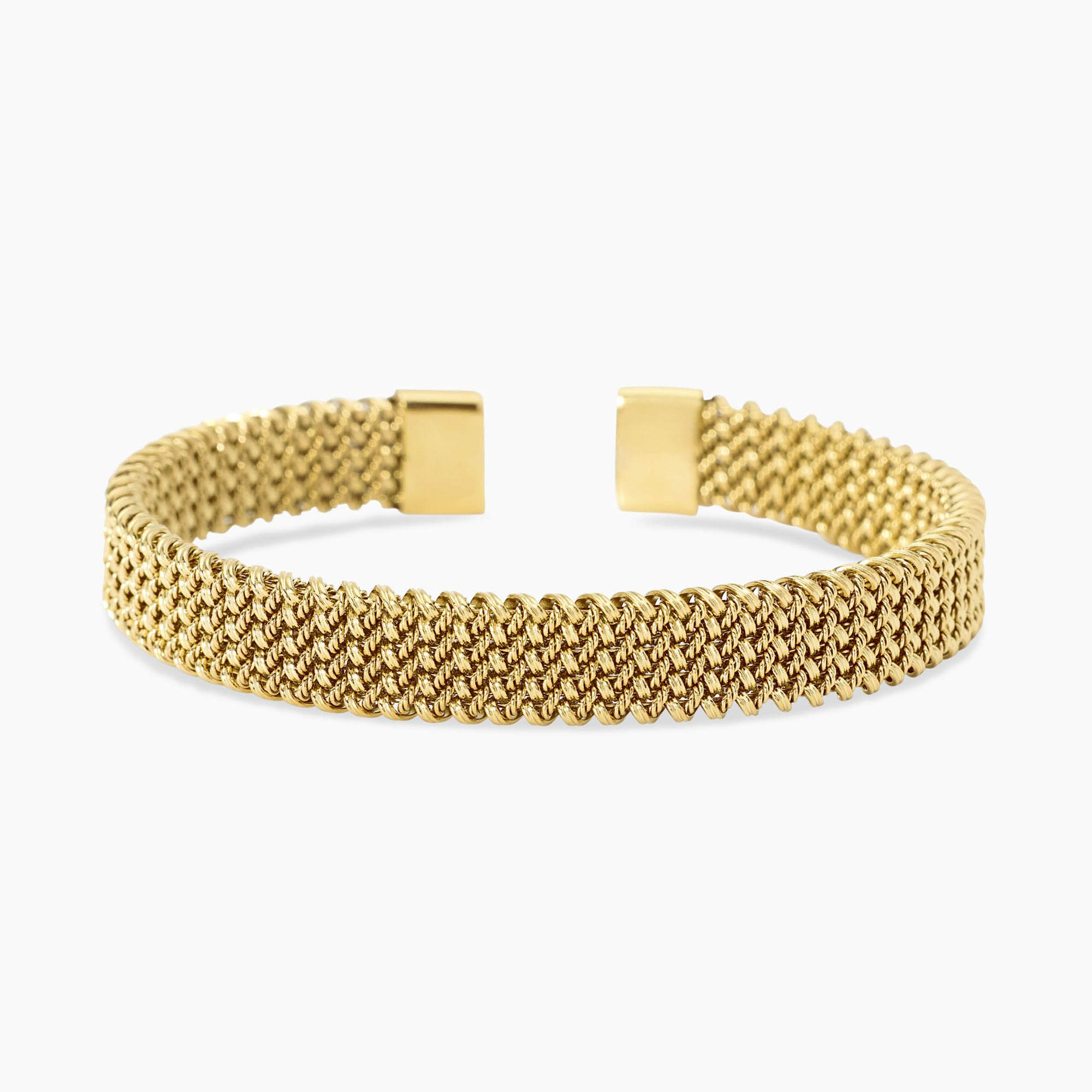 Bracciale Cuff Dorato Donna Kidult con Maglia Mesh