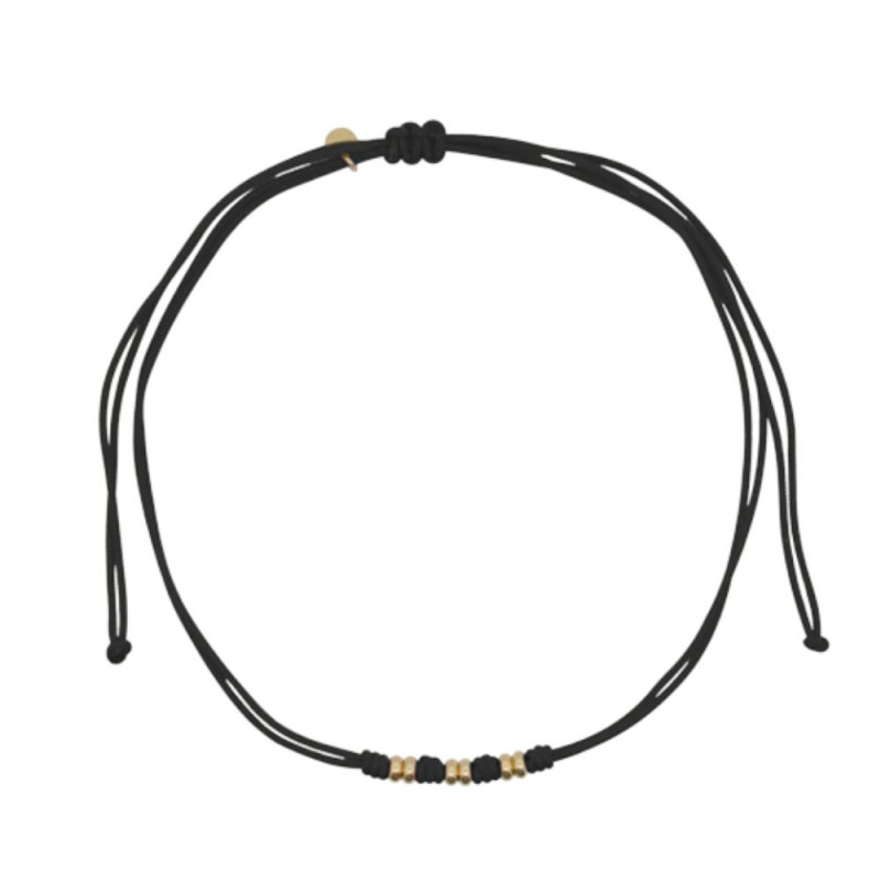 Girocollo Donna Rue Des Mille in Cordicino Morbido Nero con Rondelle in Argento 