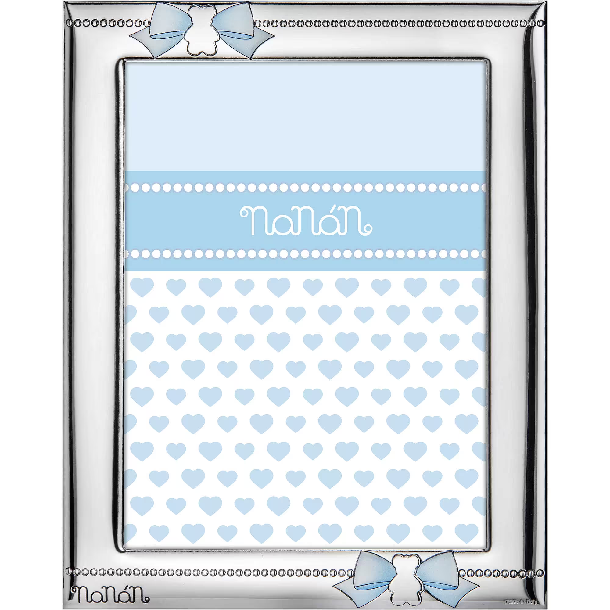Cornice Bambino Nanan con Fiocco Azzurro 18x13 cm