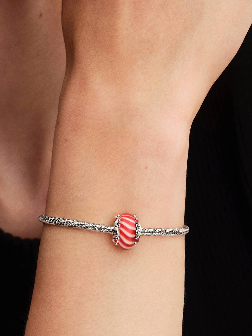 Charm Pandora Vetro di Murano Caramella di Natale