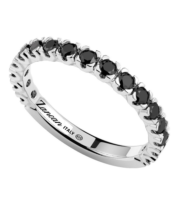 Anello Uomo Zancan Veretta in Argento con Spinelli Neri