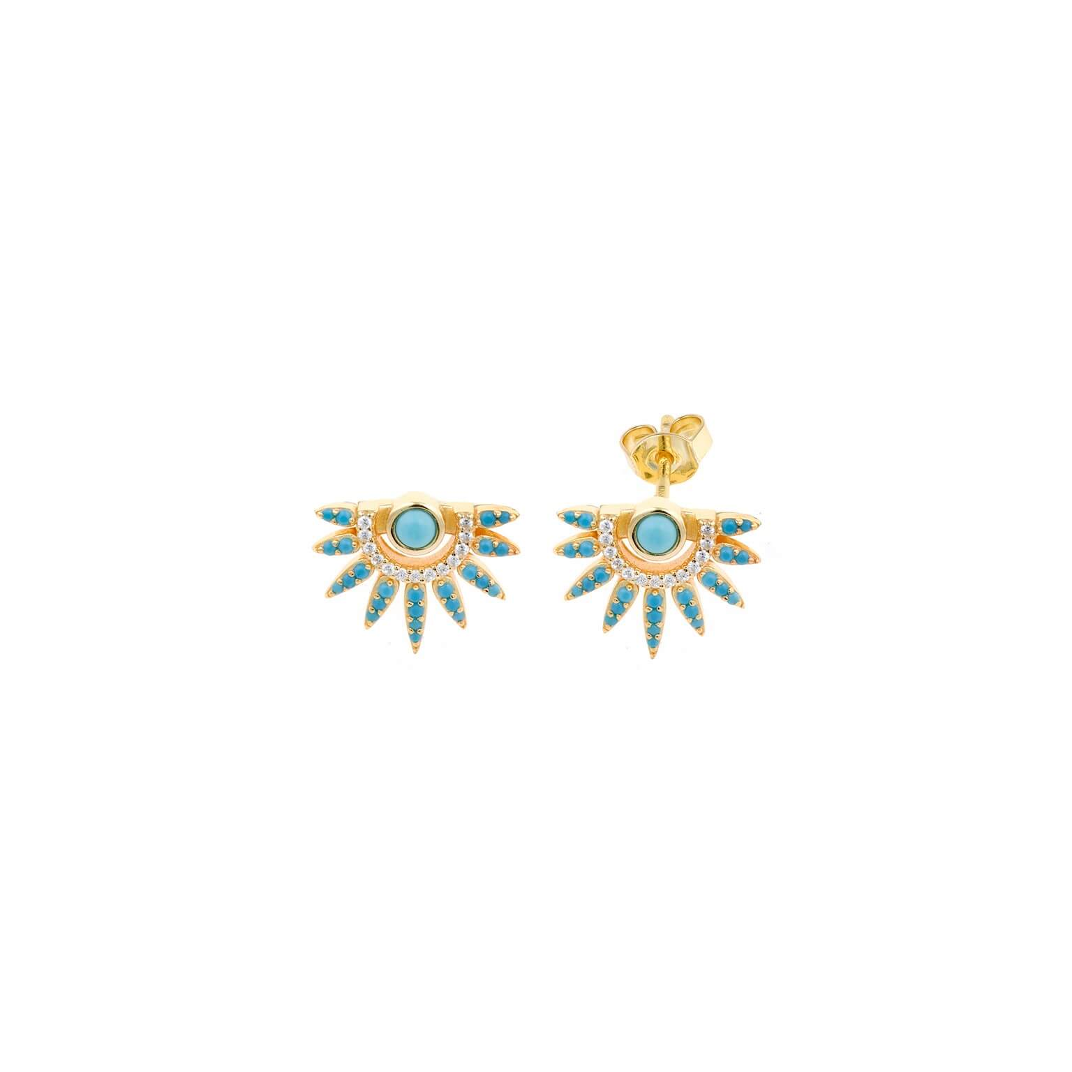 Orecchini Donna Salvatore Plata Diversity in Argento Placcato Oro con Zirconi Bianchi e Pasta Turchese 