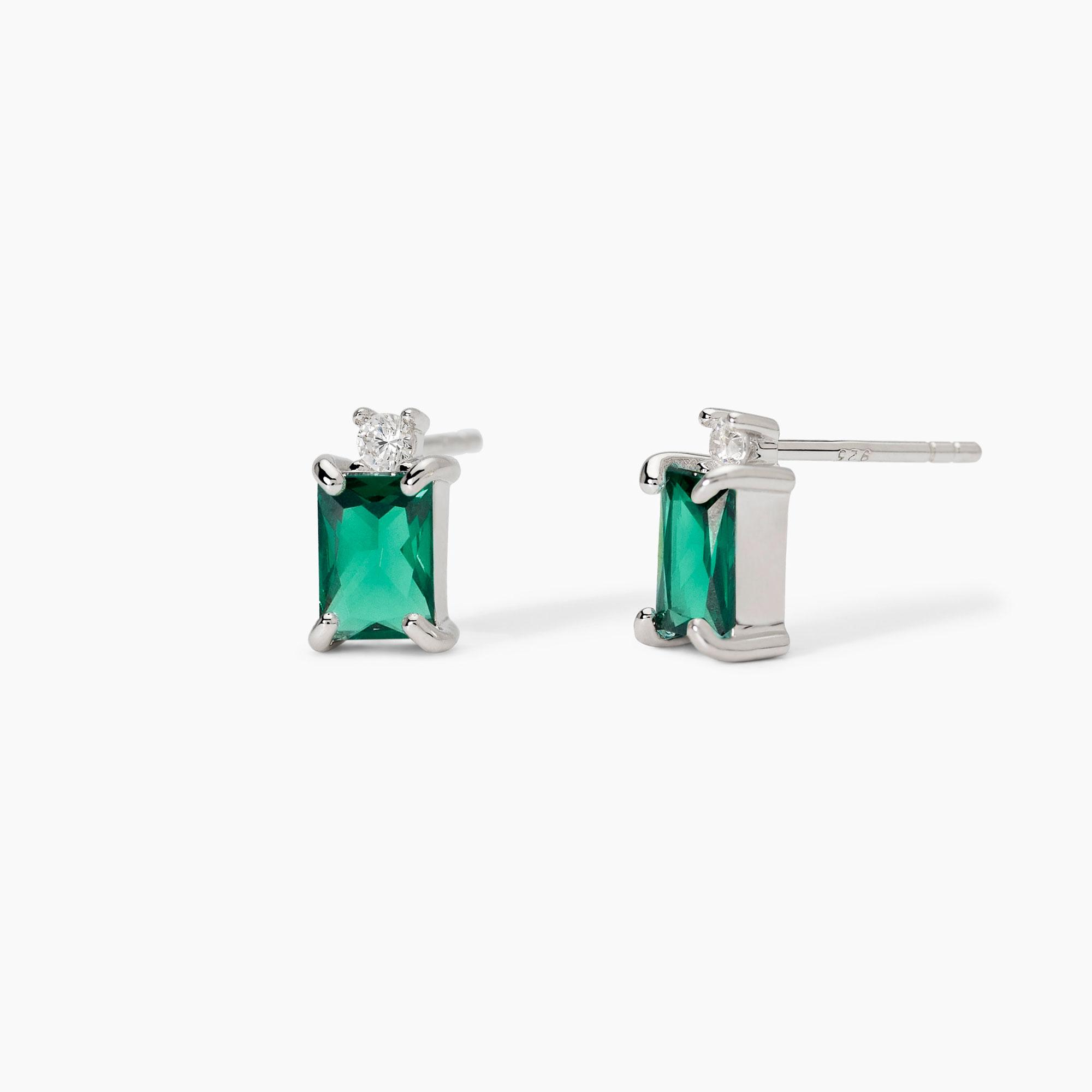 Orecchini Donna Mabina Battito in Argento con Smeraldi Sintetici 
