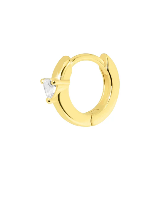 Orecchino Donna Amabile Dorato Hoop Luce a Cerchio con Piccolo Cuore 