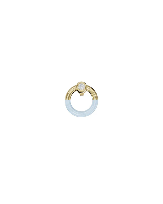 Orecchino Donna Amabile Glossy Dorato a Lobo Bicolore con Cerchio Vuoto 
