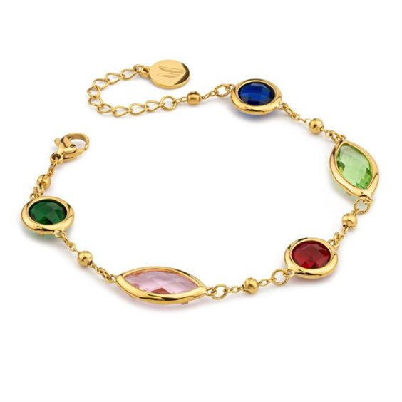 Bracciale Donna Boccadamo Mya in Acciaio Dorato con Pietre Multicolor 