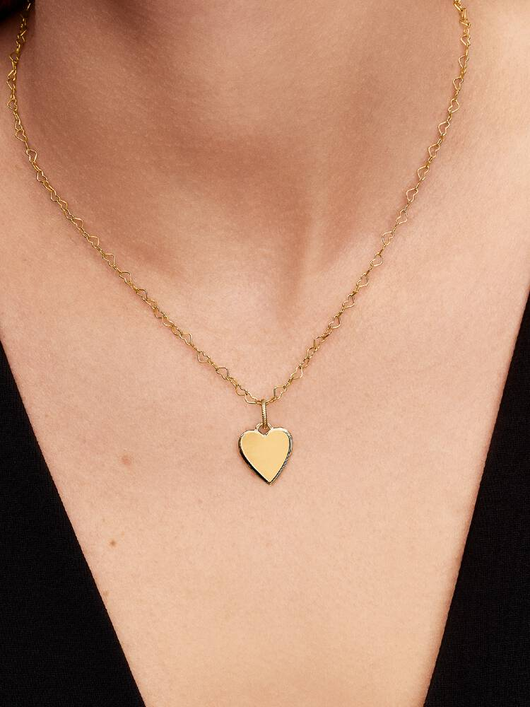 Charm Pandora Pendente Cuore da incidere in Argento 925 Rifinito in Oro