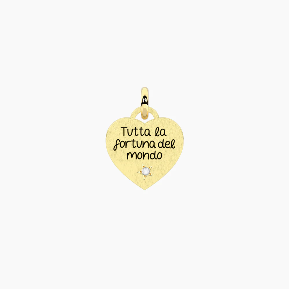 Ciondolo Cuore Kidult Philosophy Dorato con Scritta Fortuna 