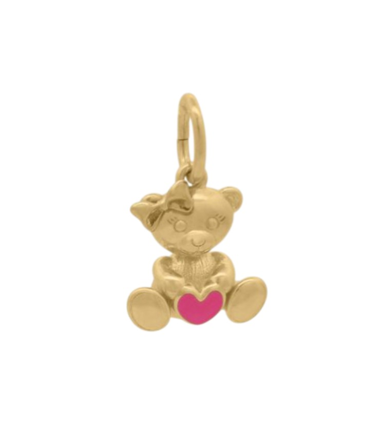 Charm Donna Rue Des Mille Orso Berto con Cuore Rosa 