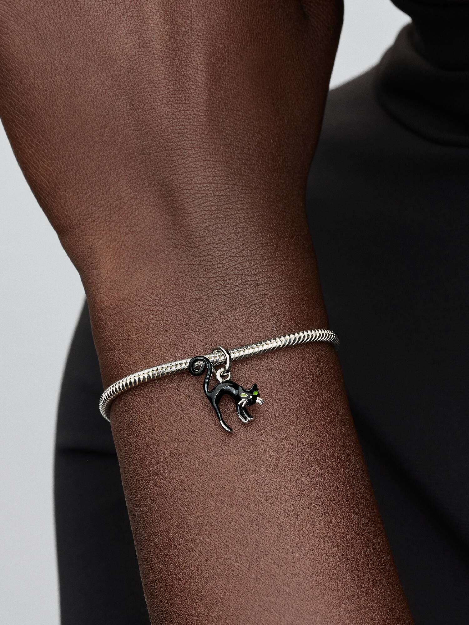Charm Pandora Pendente Gatto Nero in Argento 925
