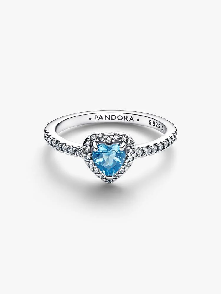 Anello Pandora Cuore in Rilievo Azzurro Misura 50