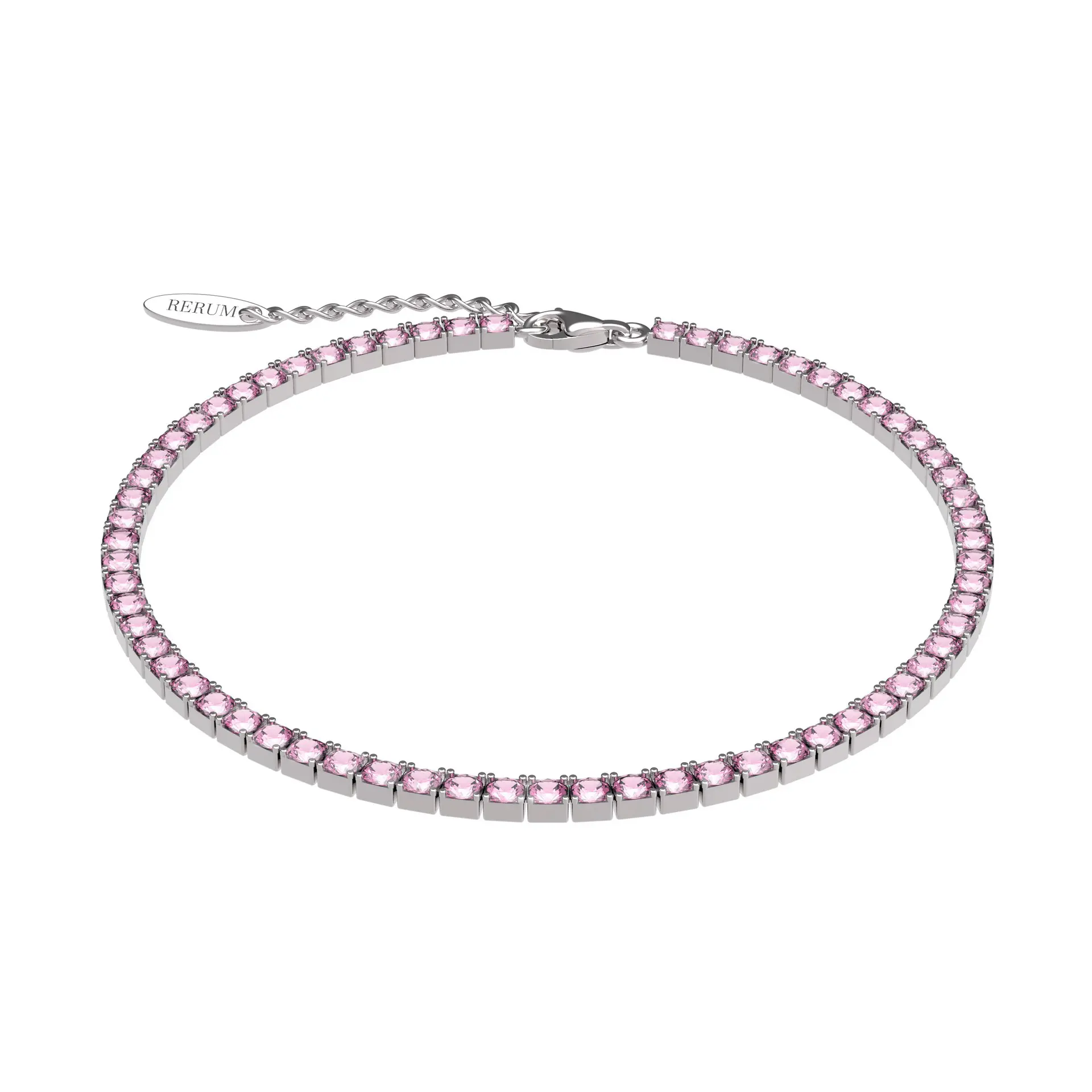 Bracciale Donna Rerum Tennis Rosa 2,5 mm in Argento Rodiato e CZ Kunzite