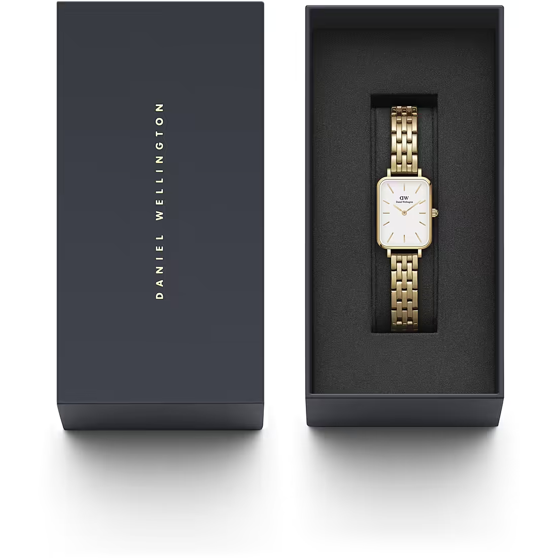Orologio Donna Daniel Wellington Quadro al Quarzo con Quadrante Bianco 26 mm Cinturino Placcato Oro