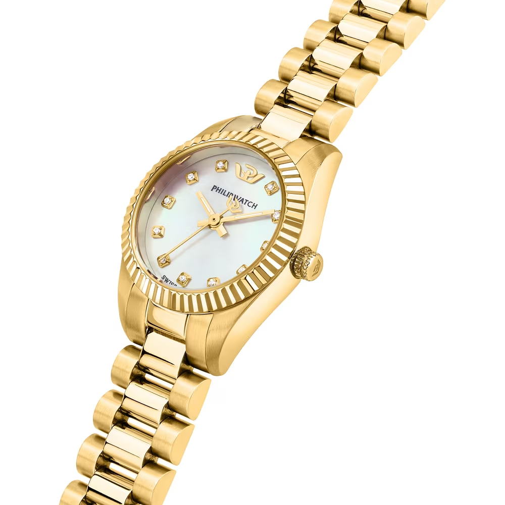 Orologio Donna Philip Watch Caribe Urban Mini al Quarzo con Quadrante Madreperla 24 mm Cinturino Placcato Oro