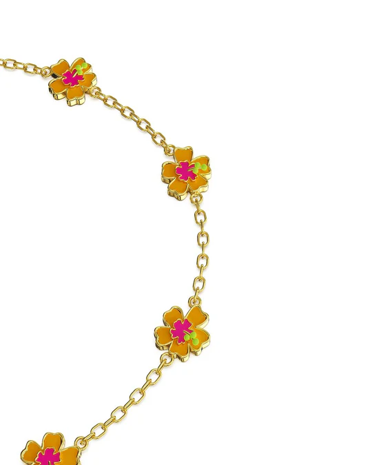 Bracciale Donna Amabile Ibisco Dorato Regolabile con Fiore di Ibisco 