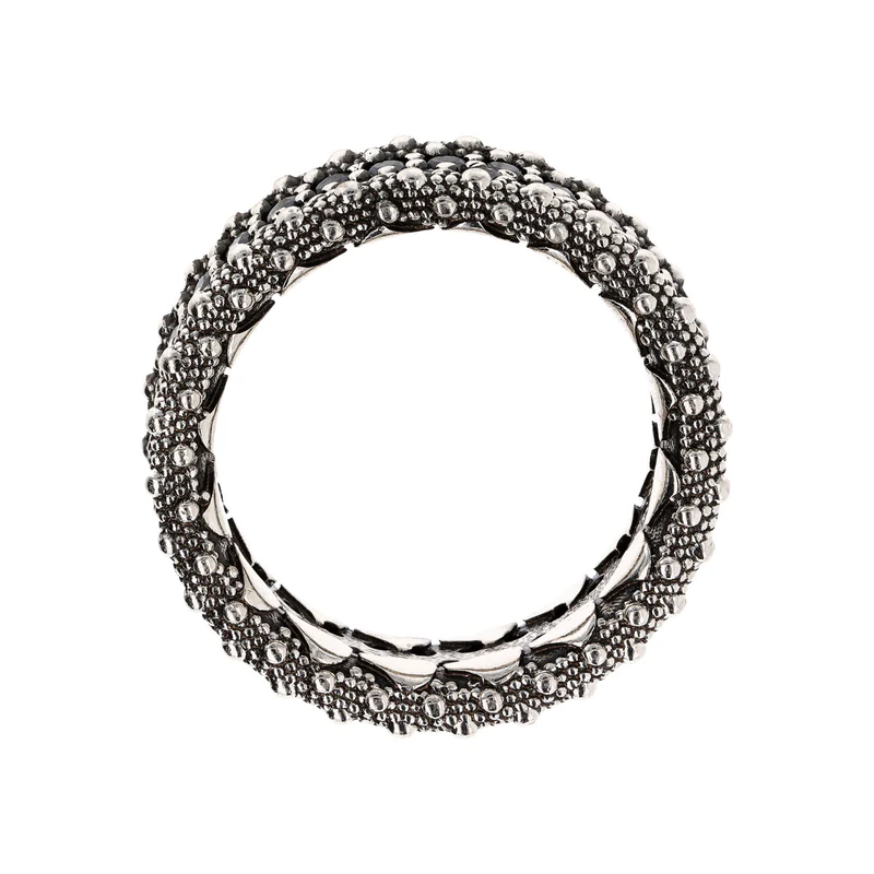 Anello Uomo Albert Fascia con Spinello Nero E Bordi Texture Riccio di Mare