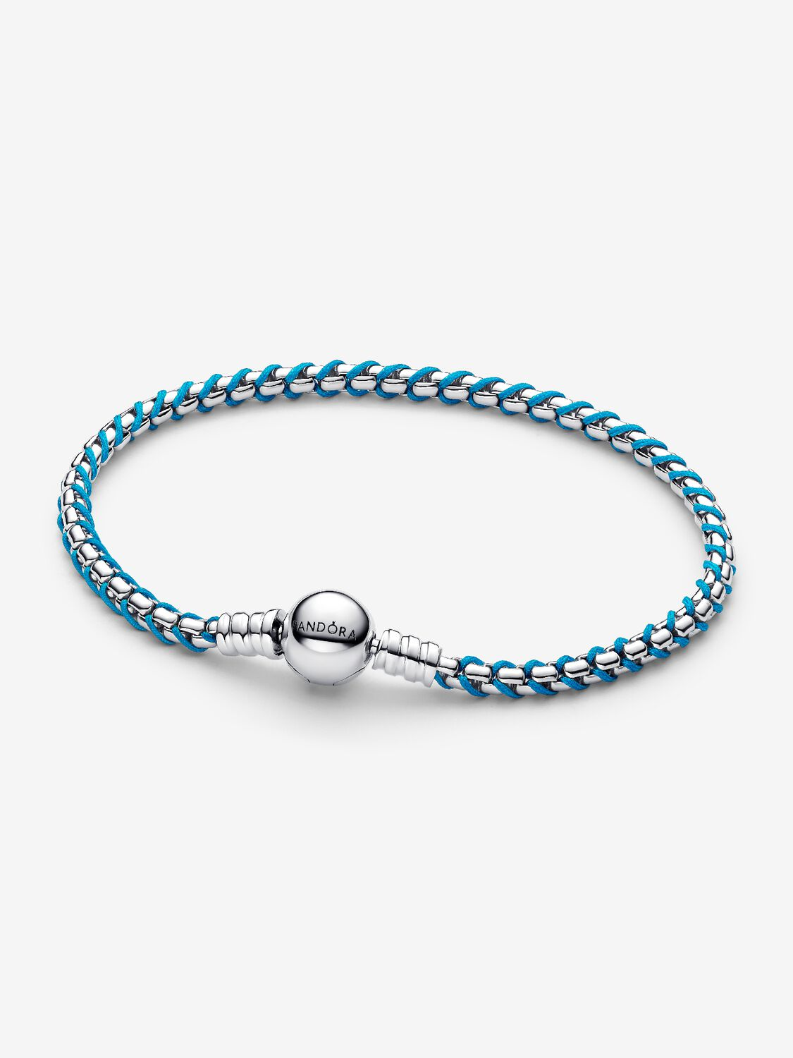 Bracciale Pandora Intreccio Tessuto Turchese Argento Sterling 925 Misura 23 cm
