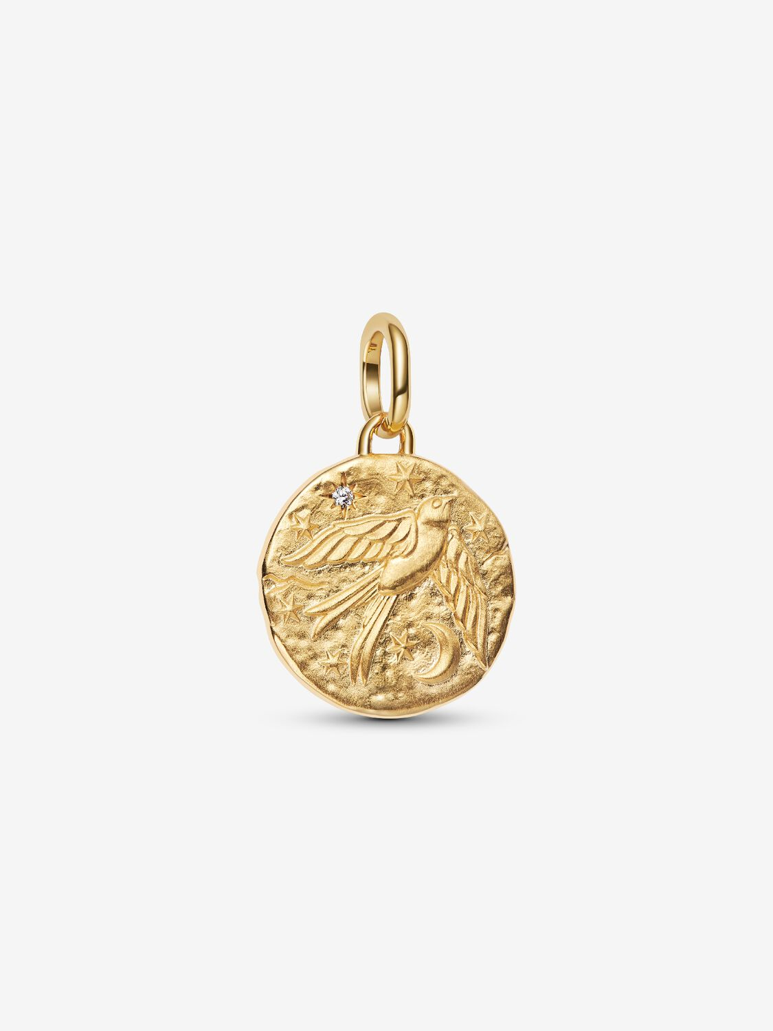 Charm Pandora Medallion Rondine "Dum Vita Est Spes Est" Placcatura in Oro 14k