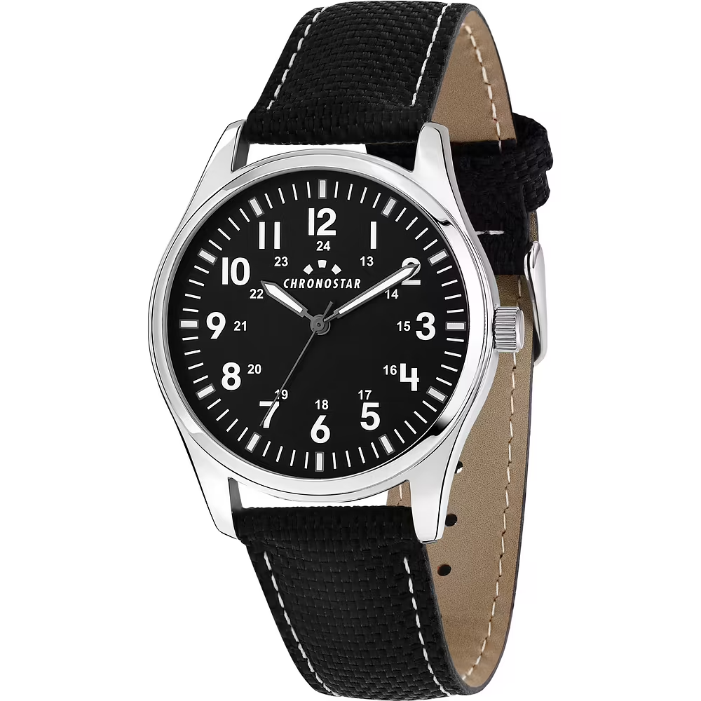 Orologio Uomo Chronostar Pilot al Quarzo con Quadrante Nero 39 mm 
