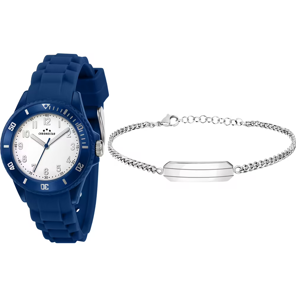 Orologio e Bracciale Uomo Chronostar Rocket al Quarzo con Quadrante Bianco 35 mm 