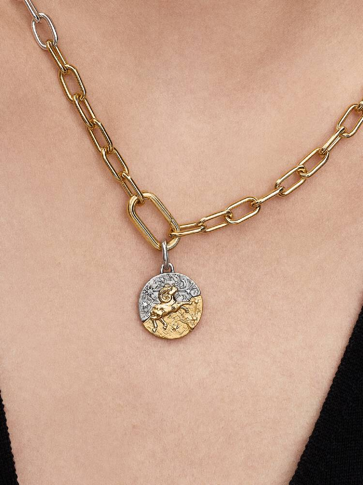 Charm Pandora Medallion Ariete in Argento Sterling 925 Rifinito in Oro