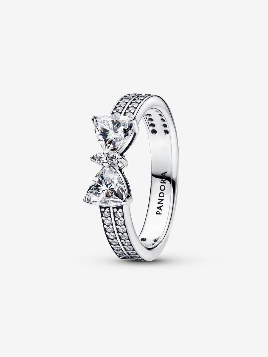 Anello Pandora Doppia Fascia Pavè con Fiocco Luminoso