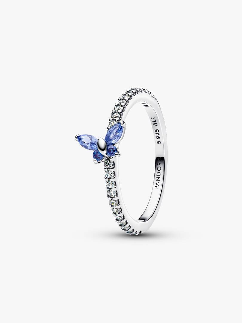 Anello Pandora Farfalla Luminosa Blu