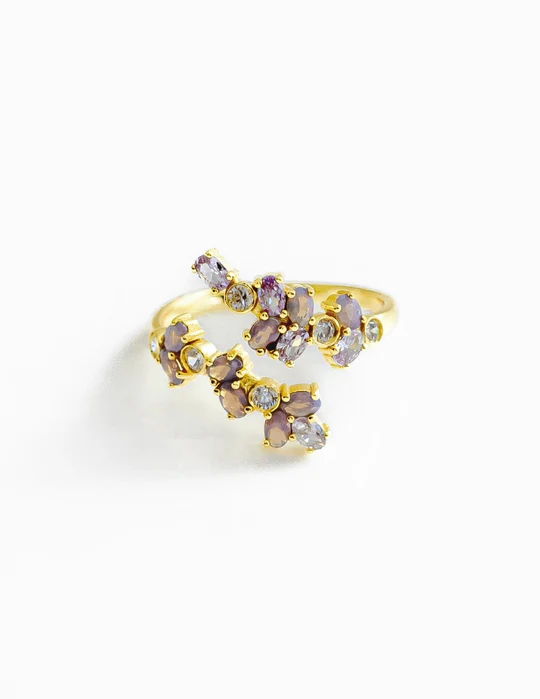 Anello Donna Amabile Lavanda Contrariè Dorato con Rami di Lavanda 