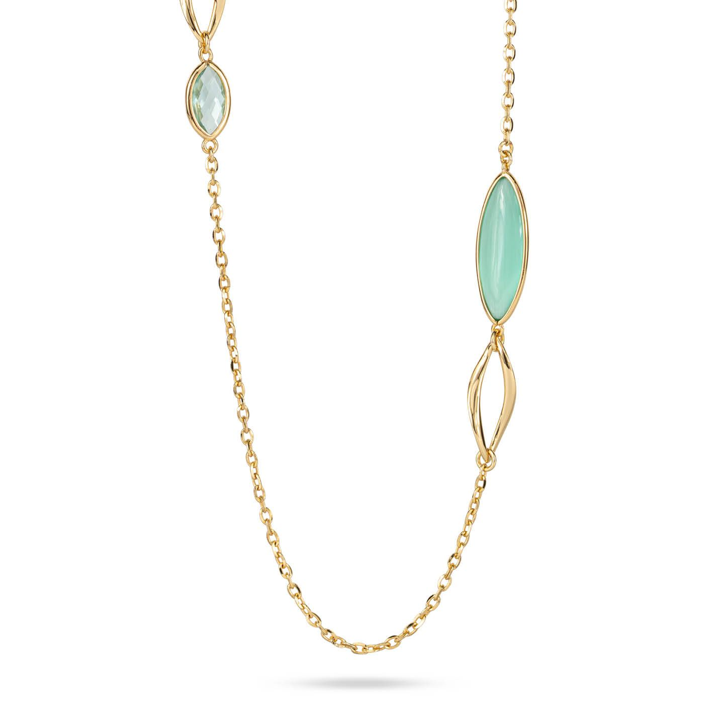 Collana Donna Boccadamo Placcata Oro Giallo con Cristalli Acquamarina, Verde Chiaro e Smeraldo