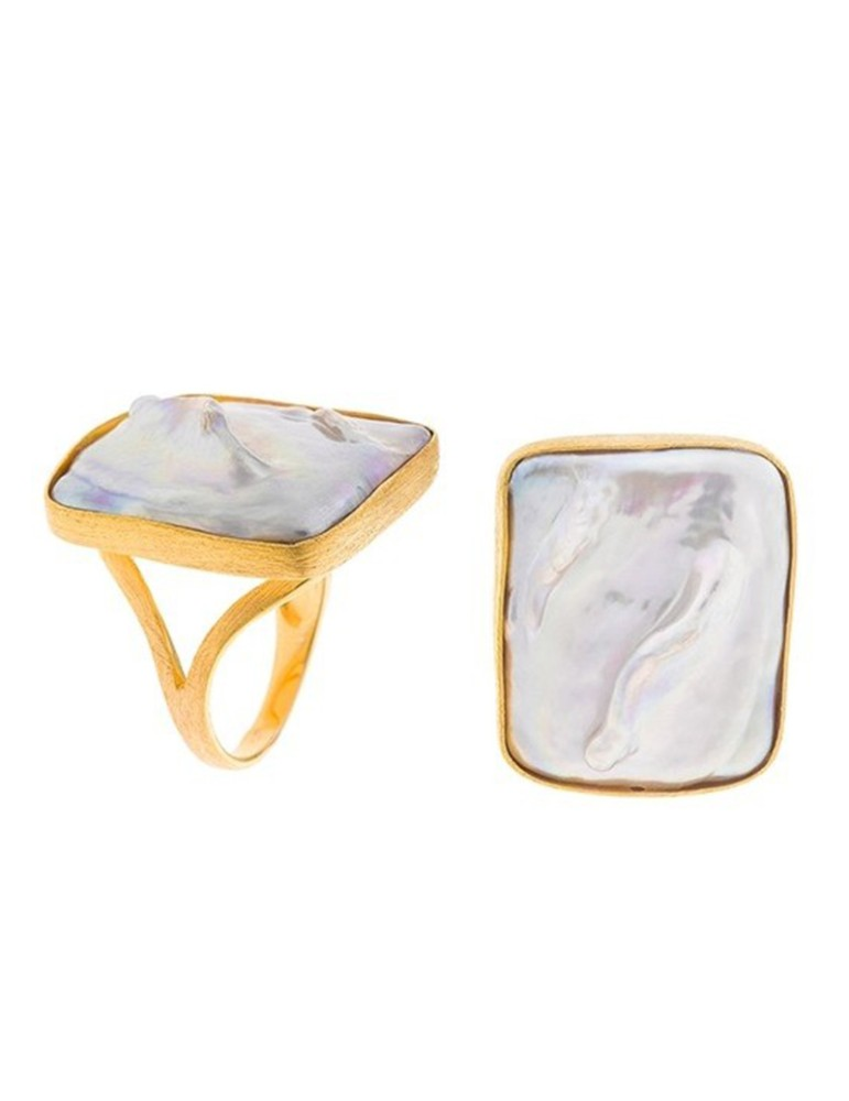 Anello Donna Salvatore Plata Helenica in Argento Dorato con Perla Barocca