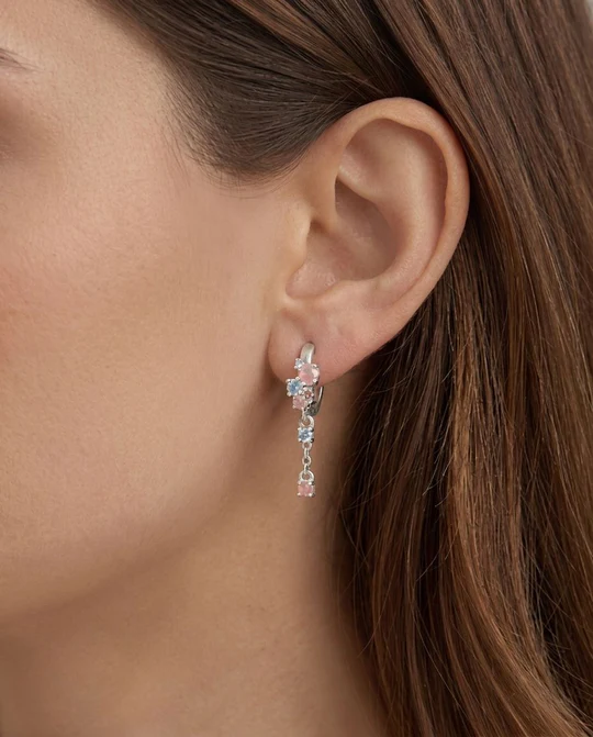Orecchino Donna Amabile Hoop Pink Lagoon con Zirconi Multicolor 