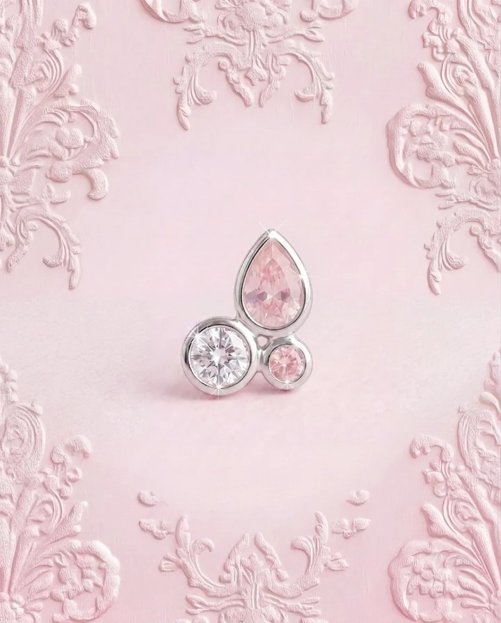 Orecchino Amabile Droplets con Zirconi e Rosa e Bianchi in Argento 925
