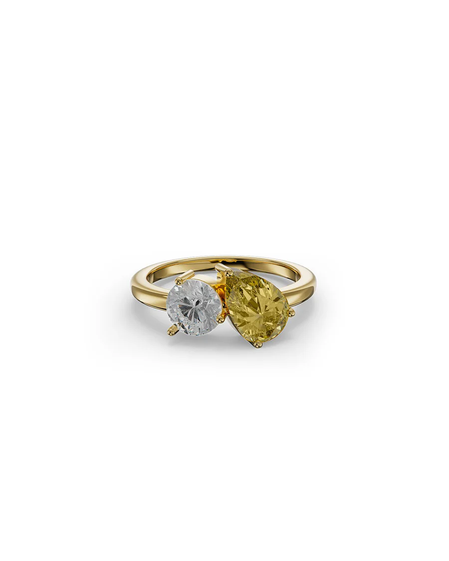 Anello Donna Amabile Honeymoon Dorato Toi Et Moi Con Pietra Gialla