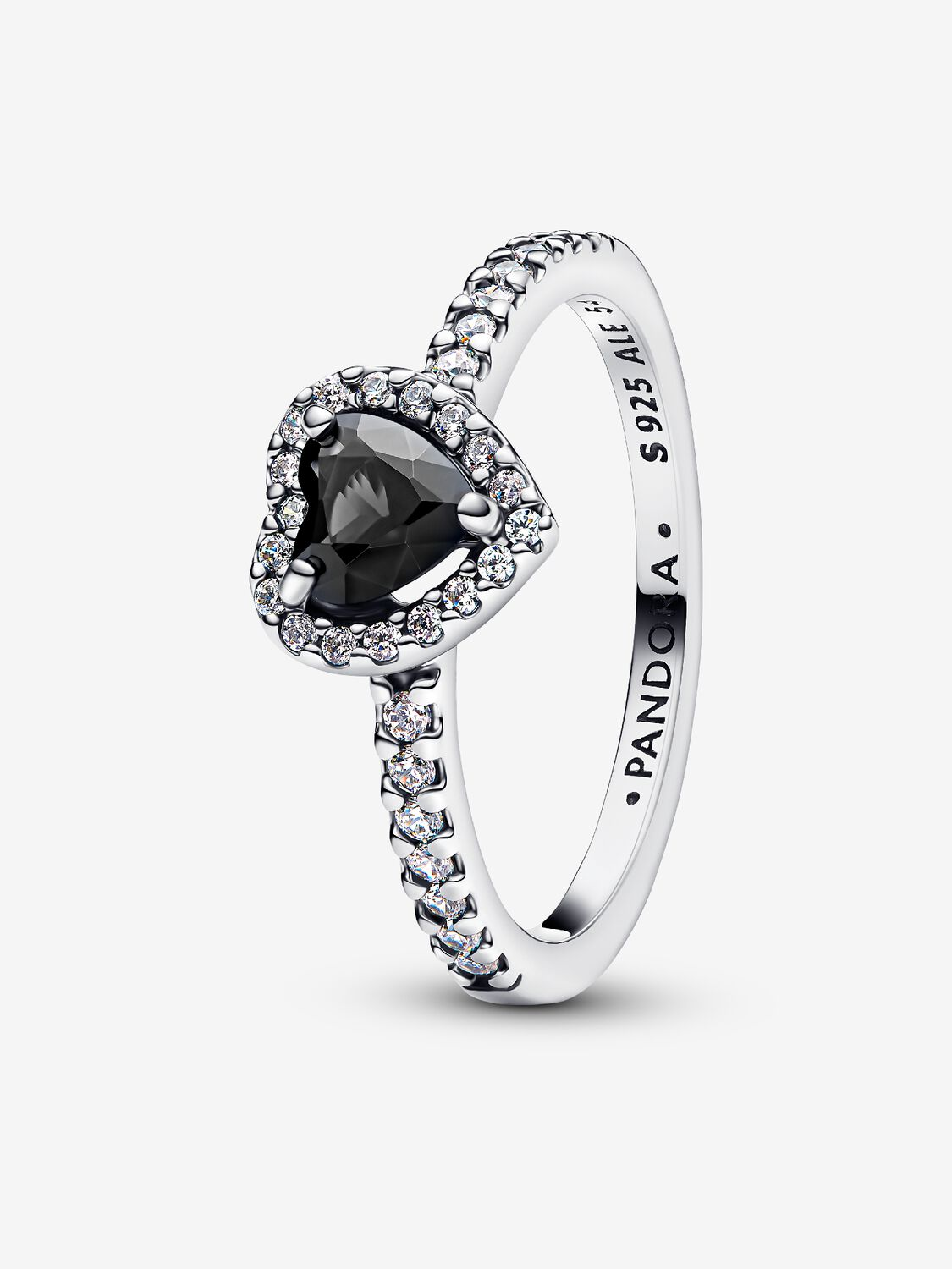 Anello Pandora Cuore in Rilievo Nero