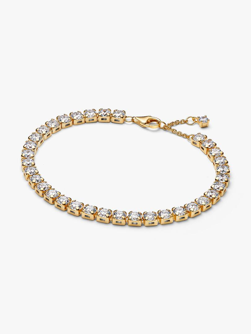 Bracciale Tennis Pandora con Zirconi Grandi Placcatura Oro 14 kt