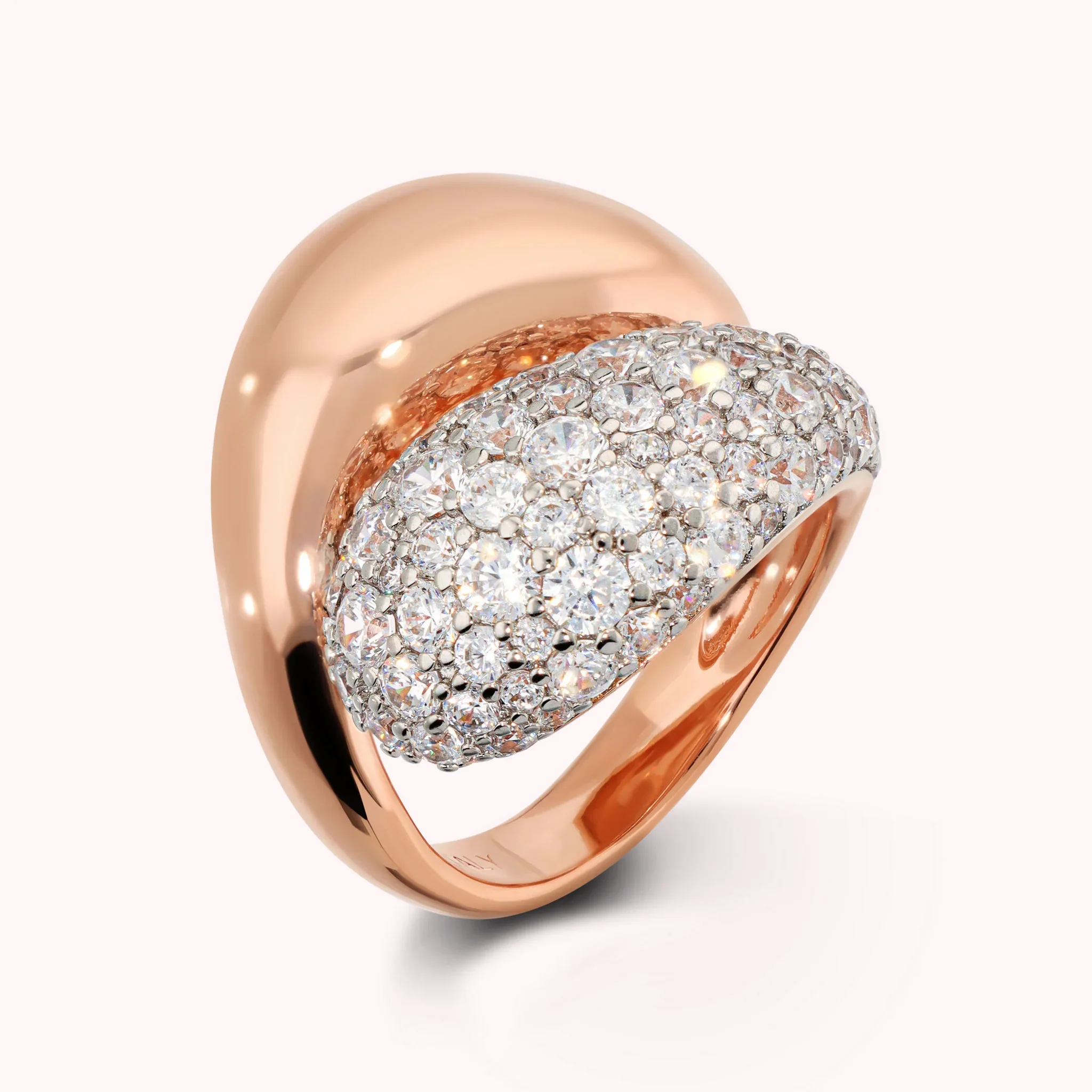 Anello Contrarié Donna Bronzallure Lucido e con Pavé di Cubic Zirconia