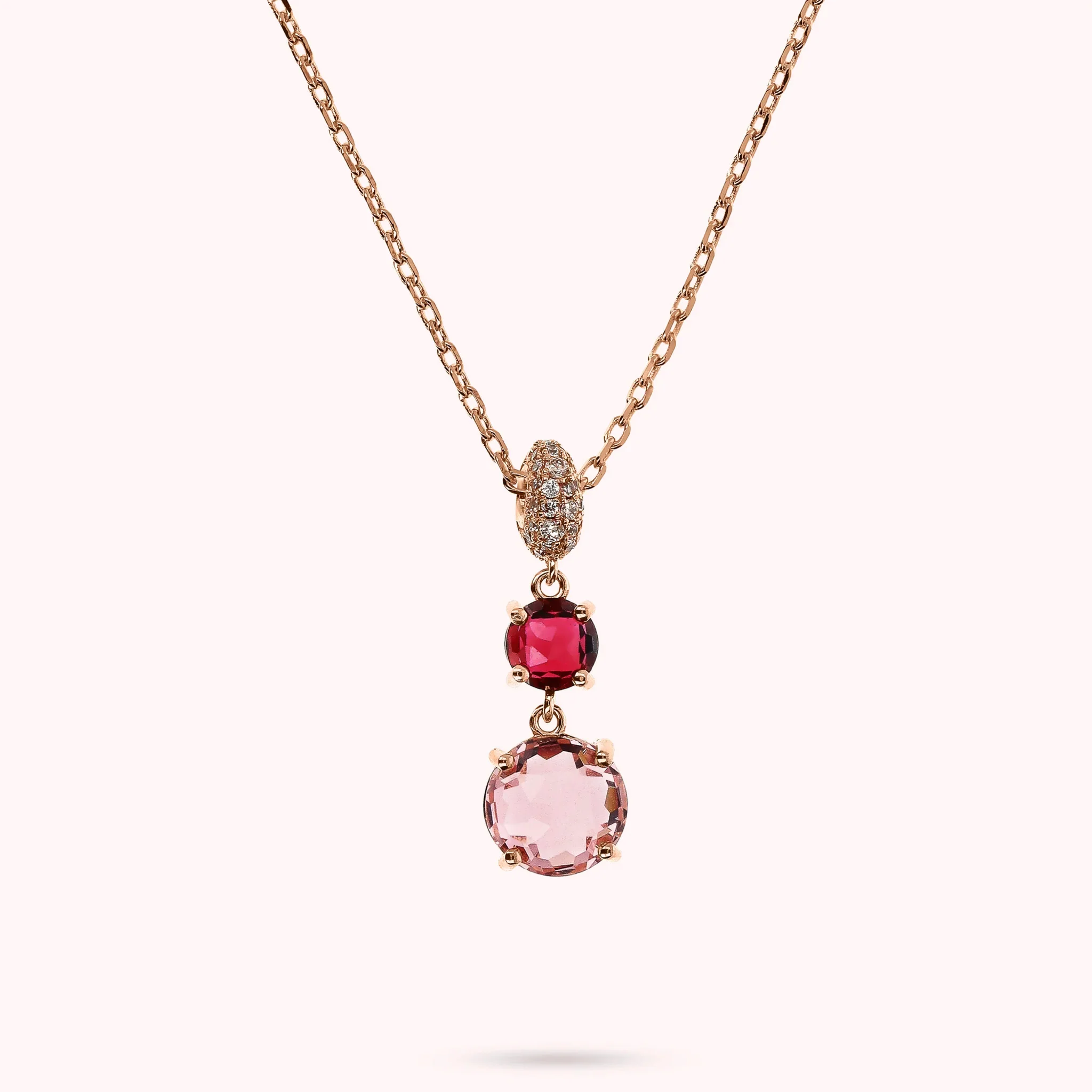 Collana Donna Bronzallure con Pendente in Prisma Gem Tonde e Pavé in Cubic Zirconia