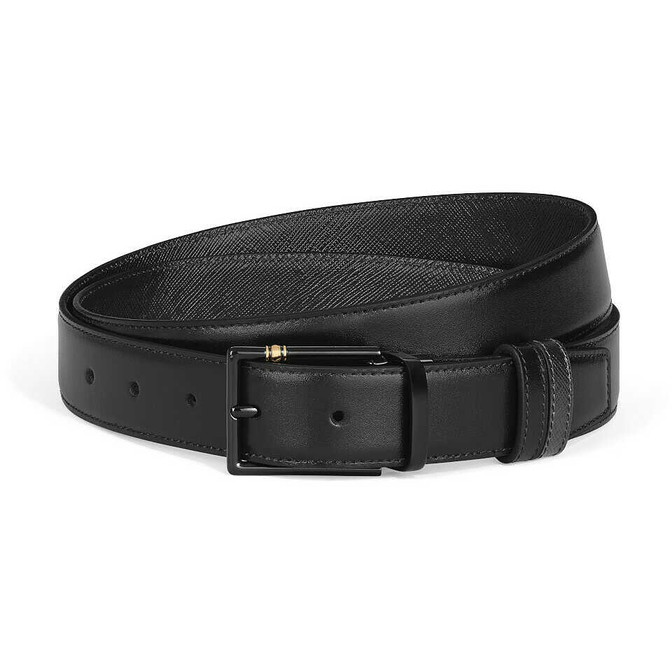 Cintura Reversibile Montblanc 30 mm in Pelle Nera con Fibbia Rettangolare Meisterstück