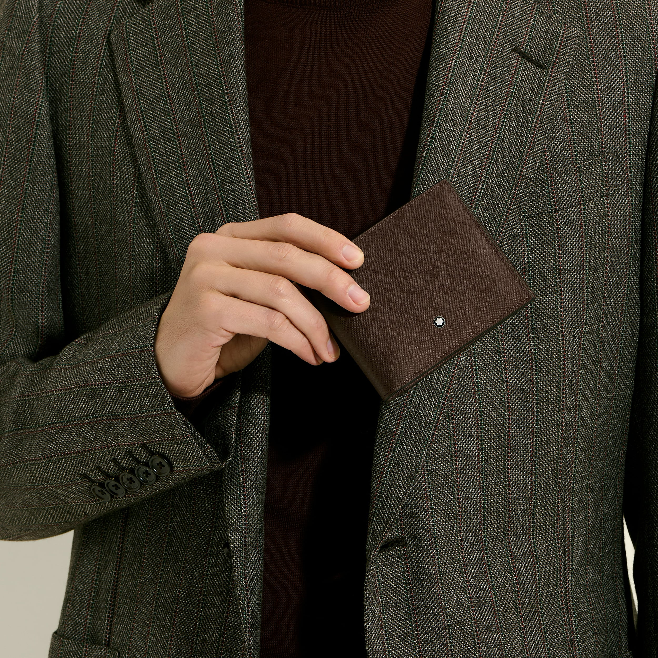 Portafoglio Montblanc 8 Tasche in Pelle Sartorial Ebano