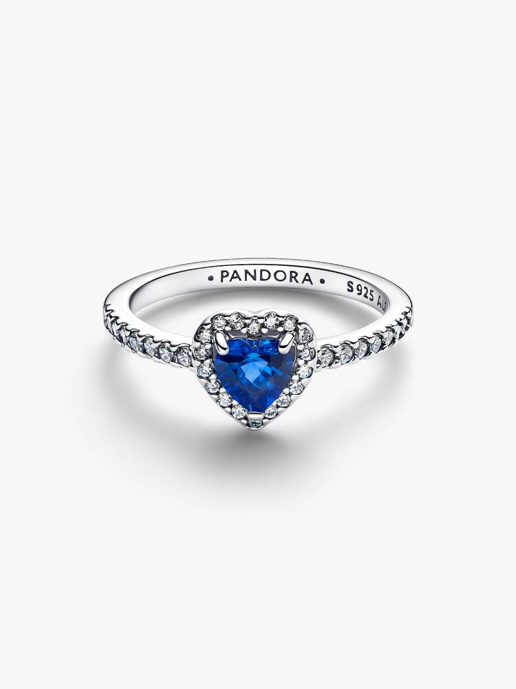 Anello Pandora Cuore in Rilievo Blu Intenso Misura 52