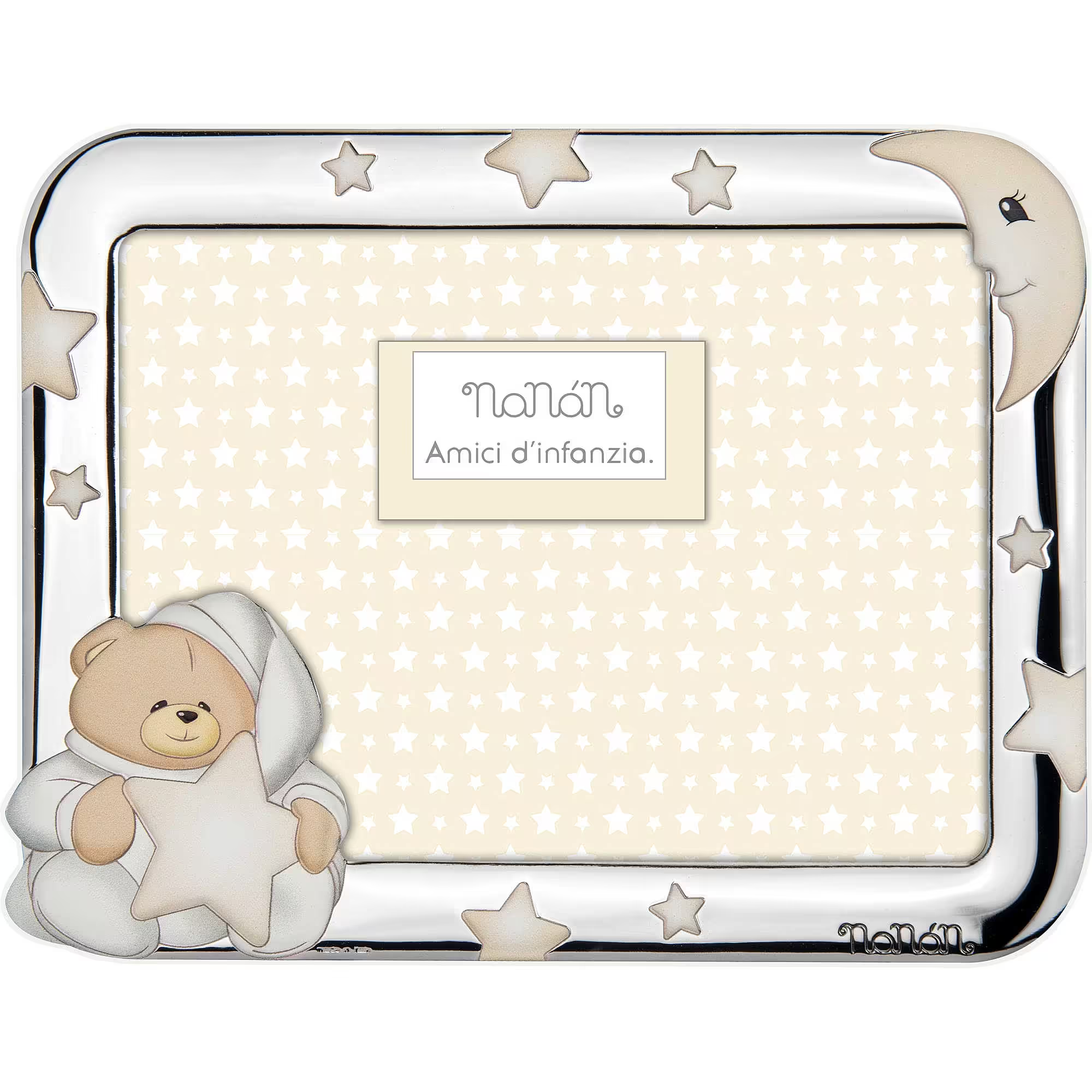 Cornice Bambino Nanan con Orsetto e Stelle Panna 18x13 cm