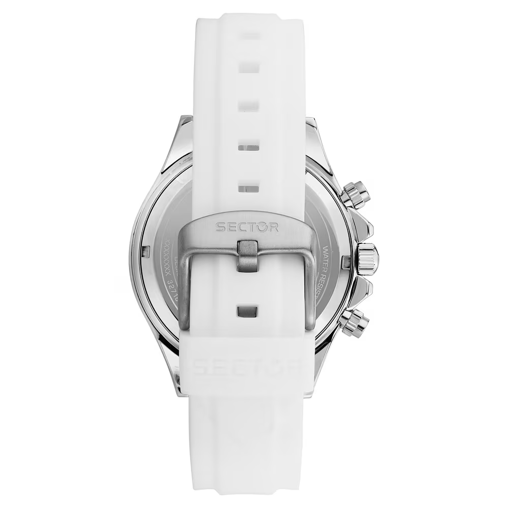 Orologio Uomo Sector 230 Cronografo al Quarzo con Quadrante Silver 43 mm  Cinturino in Plastica Bianco