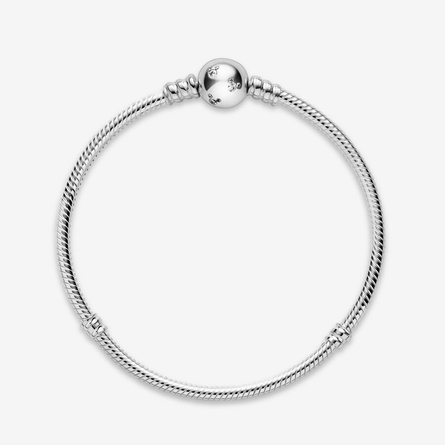 Disney, Bracciale Pandora in Argento con Chiusura Sferica con Mickey Mouse Misura 18 cm