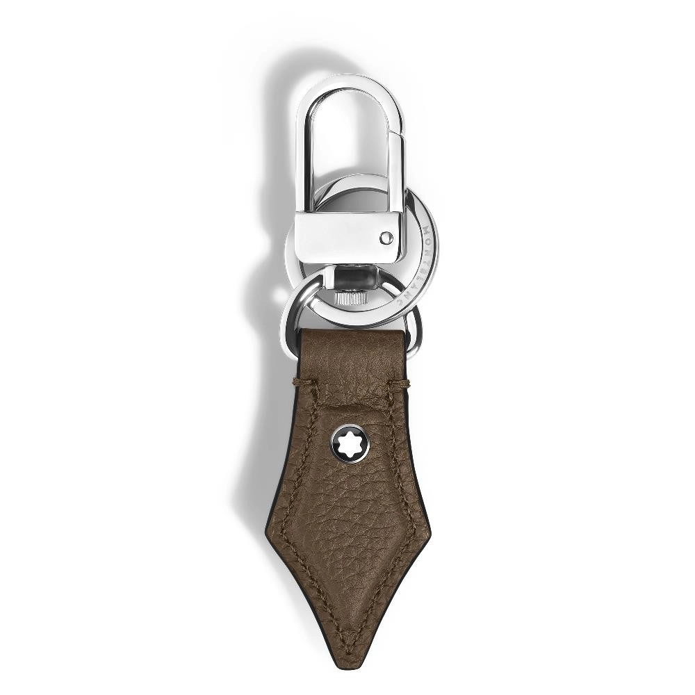 Portachiavi Montblanc a Forma di Pennino in Pelle con Grana Noisette