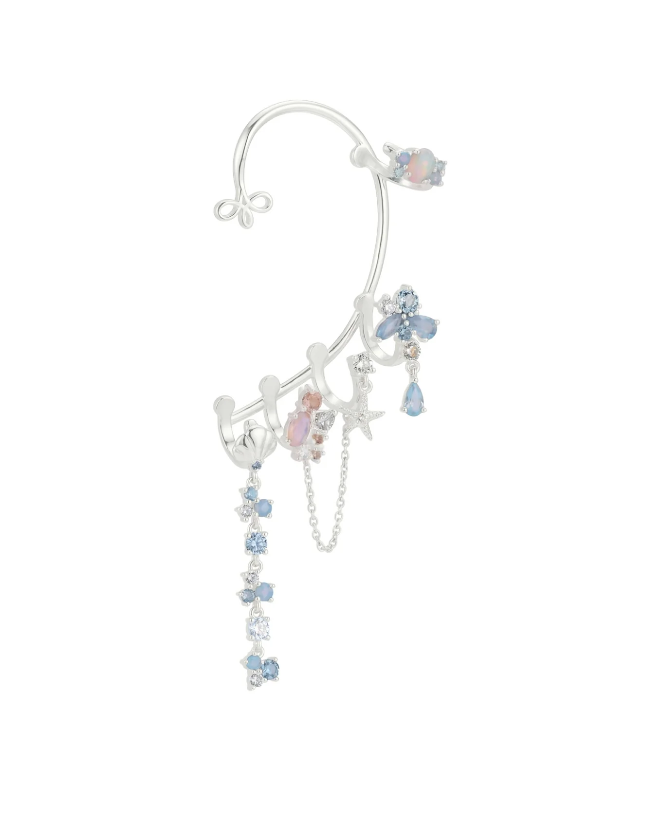 Cuffy Amabile Calypso con Stella Marina Conchiglia e Zirconi Blu e Rosa in Argento 925 Amabile