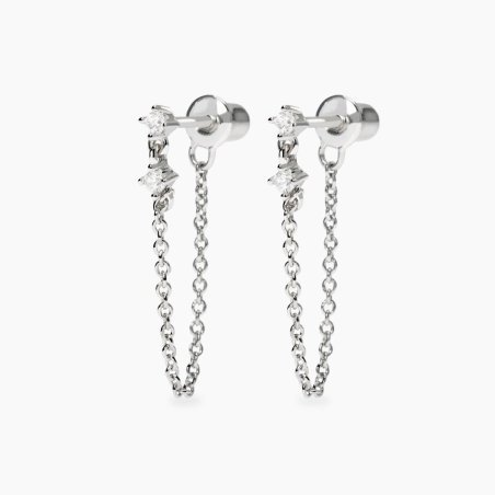 Orecchini Donna Mabina My Diamond Punto Luce con Catena in Argento e Diamanti Lab-Grown 