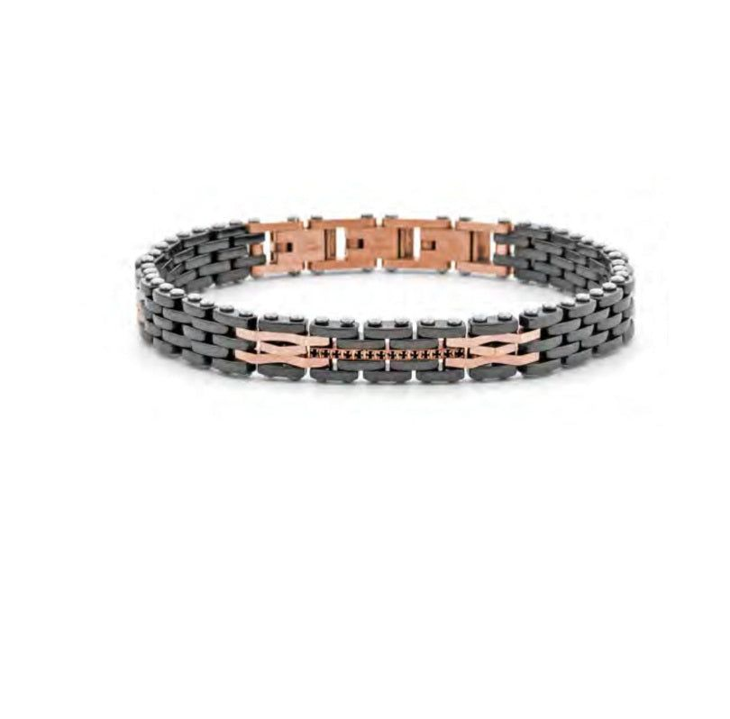 Bracciale Uomo Paciotti con Maglia in Acciaio e Ceramica Nera 